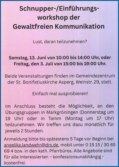 Einführungskurs Gewaltfreie Kommunikation